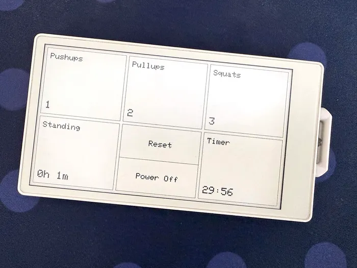 M5Paper S3 showing my custom dashboard with counters and timers